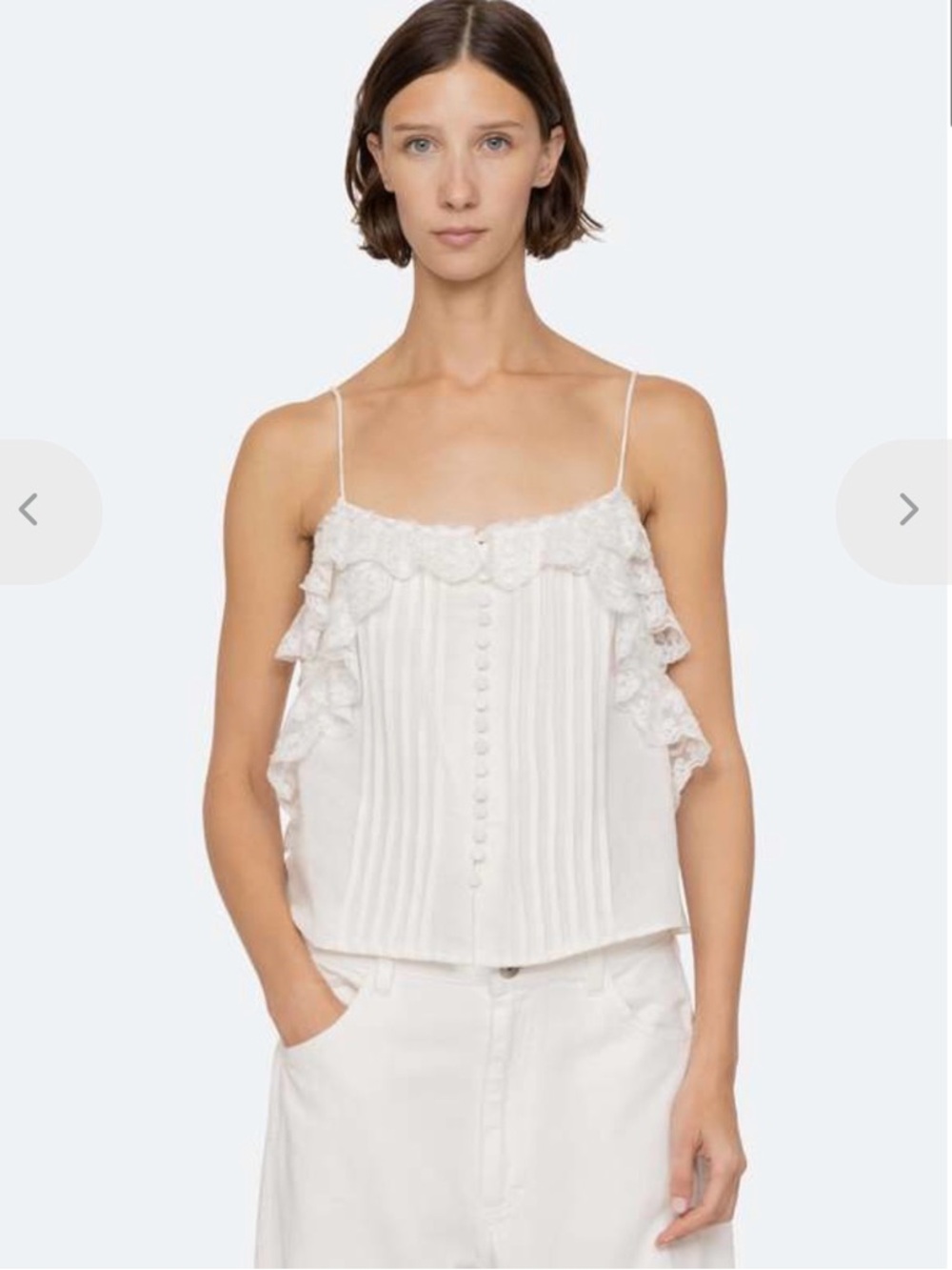 Sea New York Marja Ivory Lace-Trim Pintuck Camisole NWT